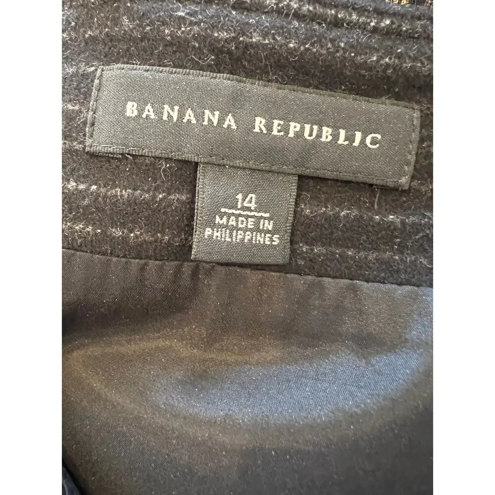 Banana Republic Office Ready Wool Skirt Black Pinstripe 14